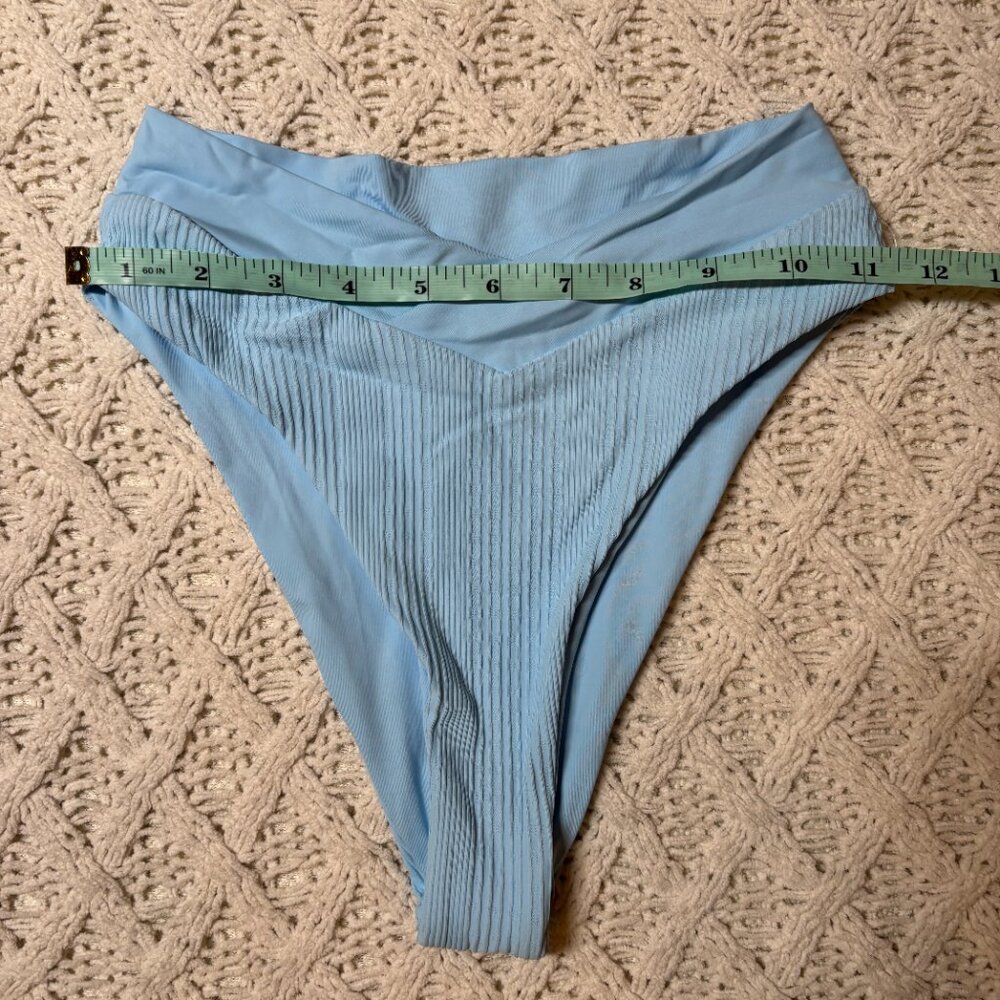 L*Space Ribbed High Waist Bitsy Bikini Bottom Blue - S-NWOT w/hygiene sticker - Picture 3 of 6